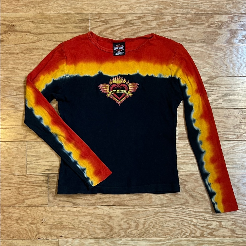 Harley-Davidson Red and Black Tie-Dye Long Sleeve